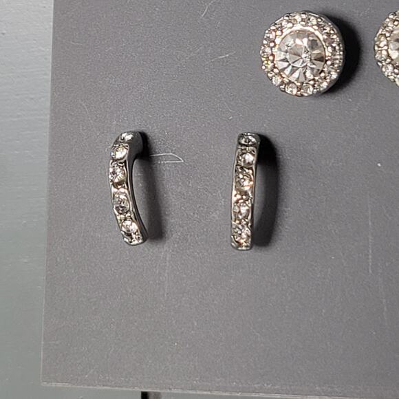 Occasion 8-Pair Rhinestone Earrings Set Studs Hoops Silver Tone Kohl’s New - Picture 12 of 12